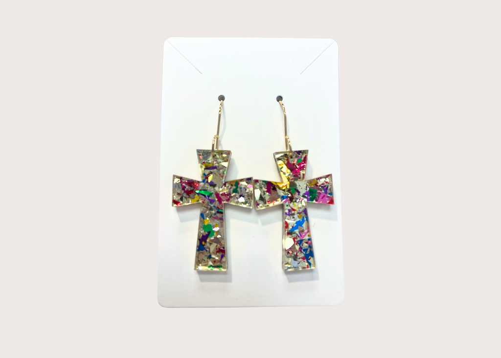 Earrings - Germanic Cross Confetti