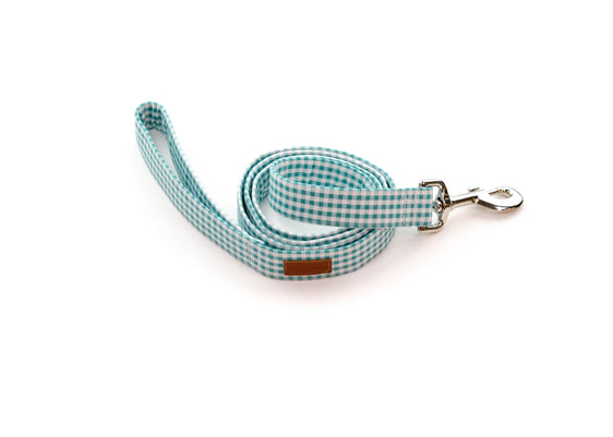 Teal Mini Gingham Leash